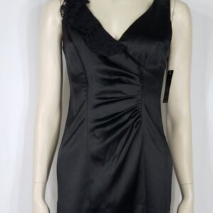NWT Jump Girl black sateen faux wrap bodycon dress ladies size 3/4